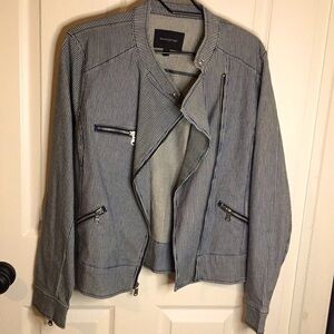 Denim strip full zip jacket blazer